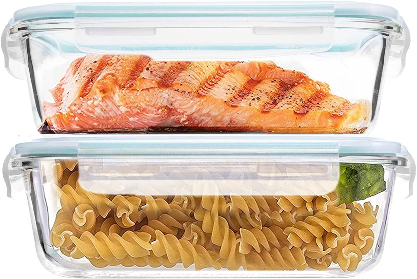 Whiterhino 52oz Large Glass Food Storage Containers with Lids,Glass Meal Prep Containers/Bento Boxes/Lunch Containers,BPA Free & Leak-Proof for Microwave,Oven,Freezer and Dishwasher Safe(2Pcs)