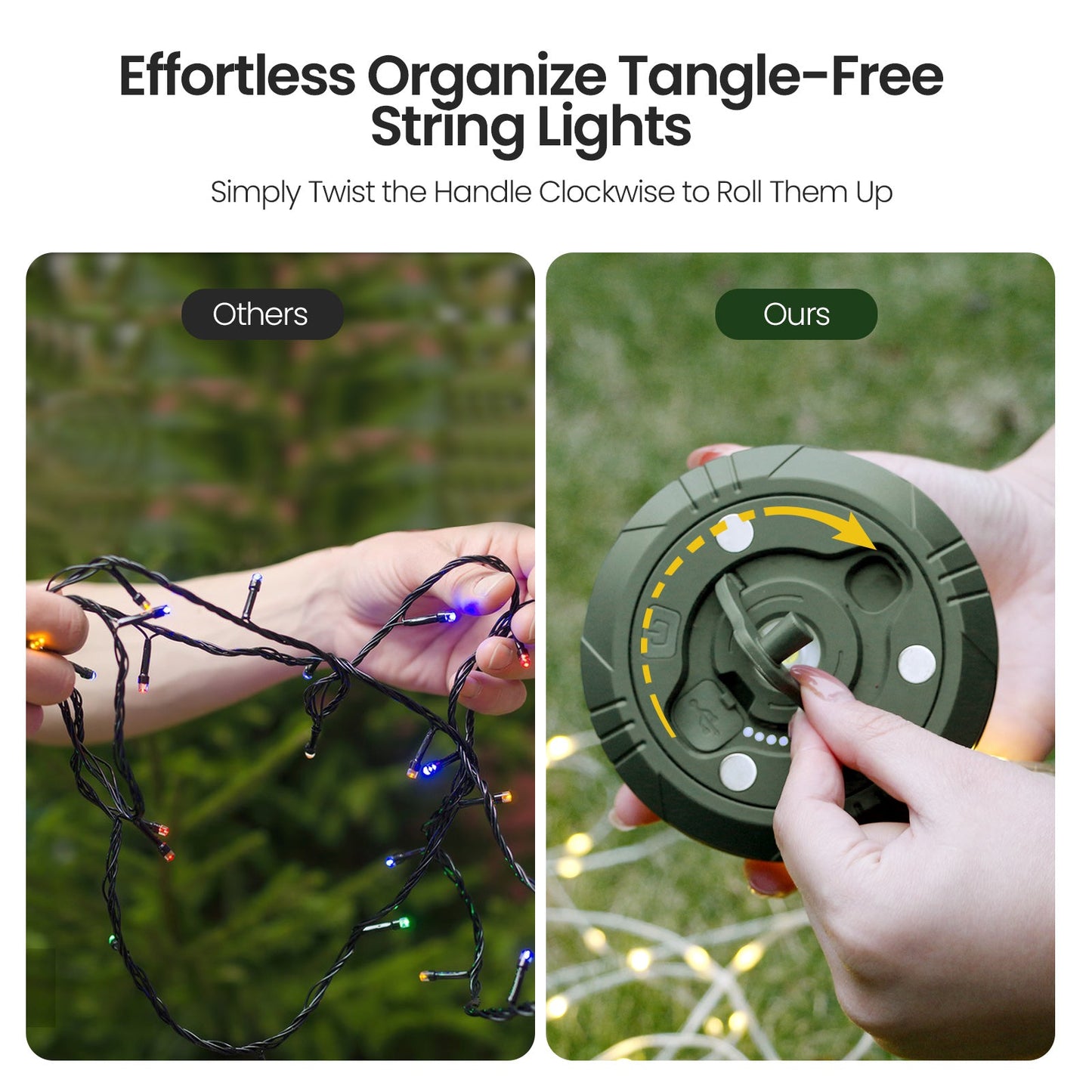 Camping String Lights, 2 in 1 String Lights with 8 Adjustable Modes, LED Camping Lantern Rechargeable