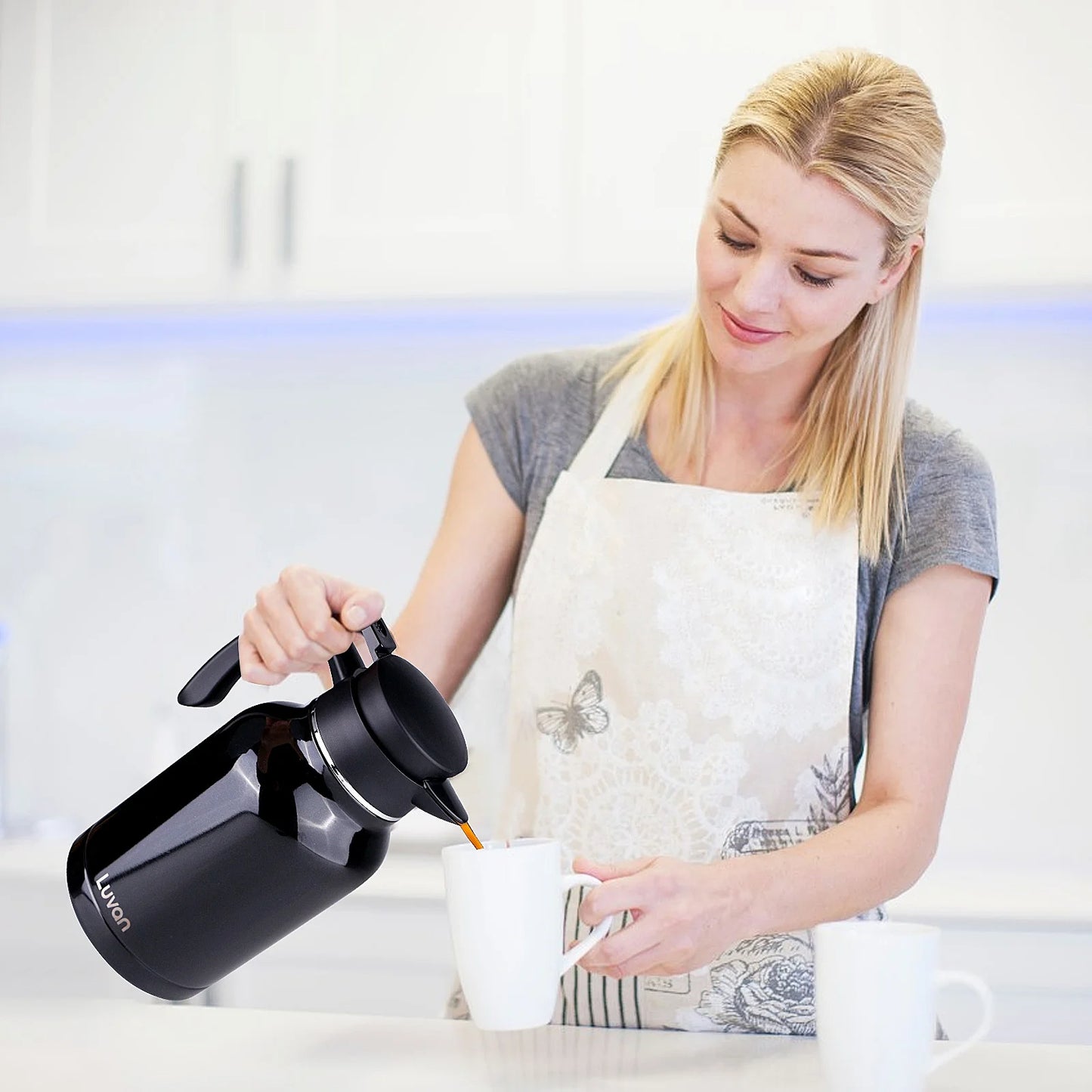 WhiteRhino 68oz Thermal Coffee Carafe,Black Coffee Carafes for Keeping Hot,Thermos Beverage