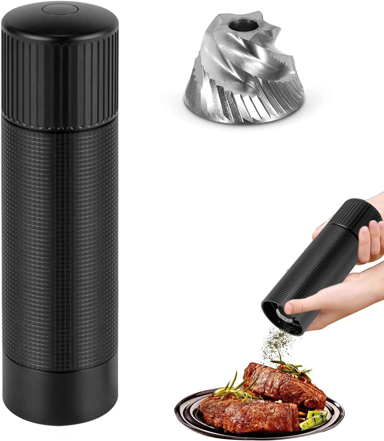 WhiteRhino Professional Pepper Grinder Mill, High Output with Stainless Steel Burrs and Adjustable Coarseness