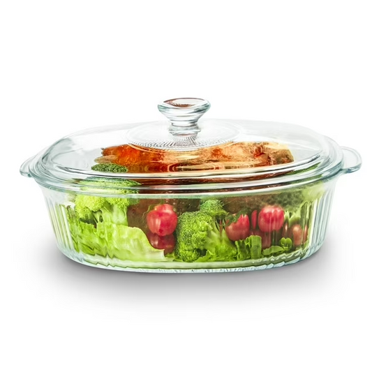 WhiteRhino 2.8L/3Qt Glass Casserole Dish with Lid,Glass Baking dish for Oven Cooking,Kitchen Storage