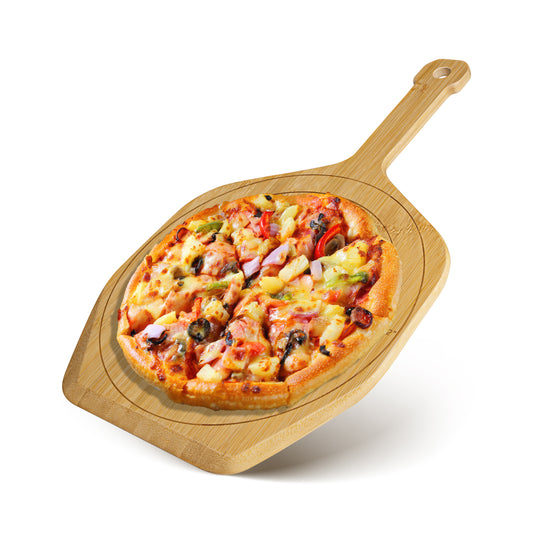 WhiteRhino Wooden Pizza Paddle,Bamboo Wood Pizza Peel for Serving Cheese Kicthen