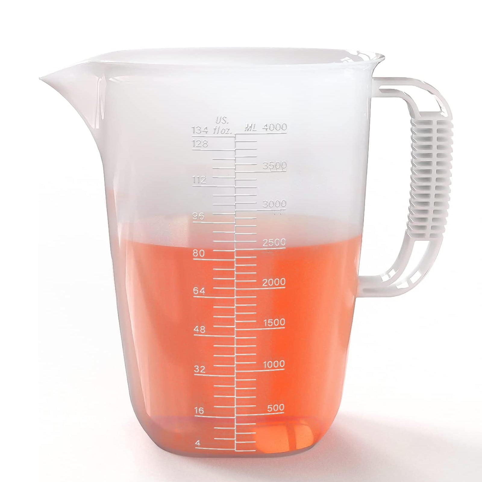 134oz Plastic Measuring Pitcher, Large Measuring Cup with Spout and Ha ...