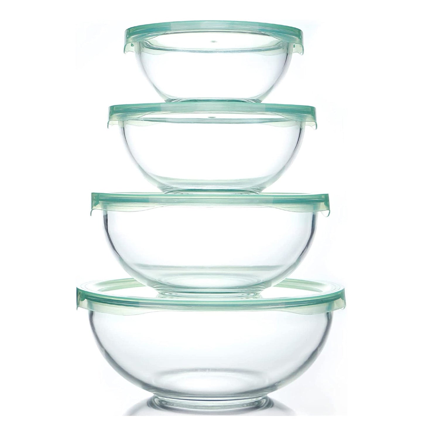 Glass Mixing Bowl with Airtight Lids, (1QT, 1.5QT, 2.5QT, 3.7QT)