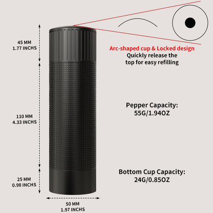 Professional Pepper Grinder Mill,Heavy Duty High Output Aluminum Pepper Mill