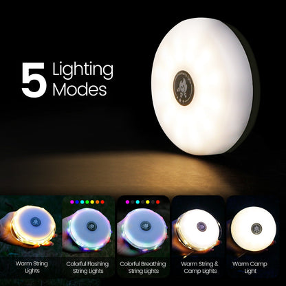 Camping String Lights, 2 in 1 String Lights with 8 Adjustable Modes, LED Camping Lantern Rechargeable