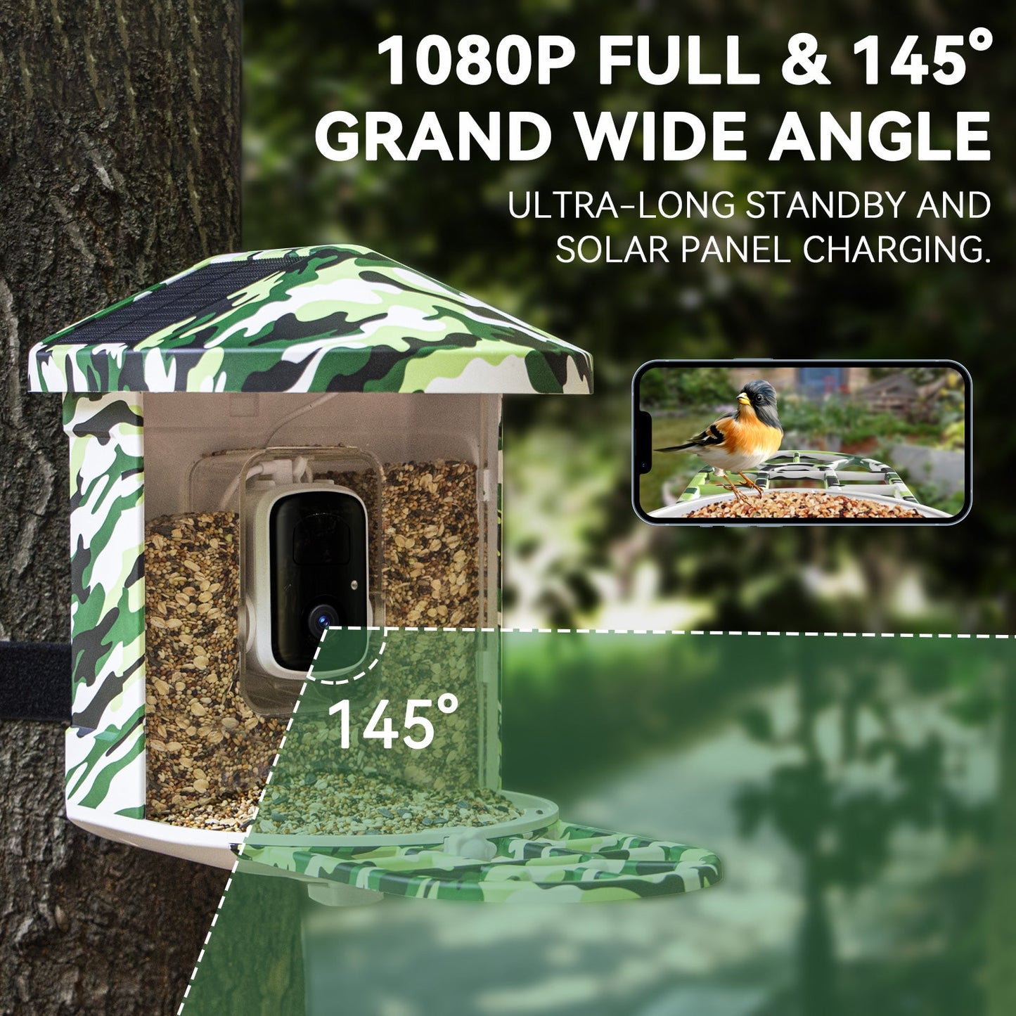 Smart Bird Feeder with Camera, 1080P HD Bird Watching Camera