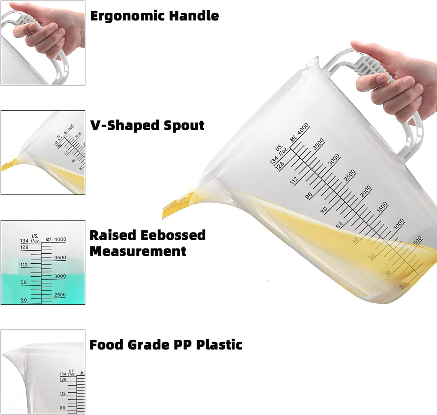 1 Gallon Measuring Pitcher, Large Measuring Cup