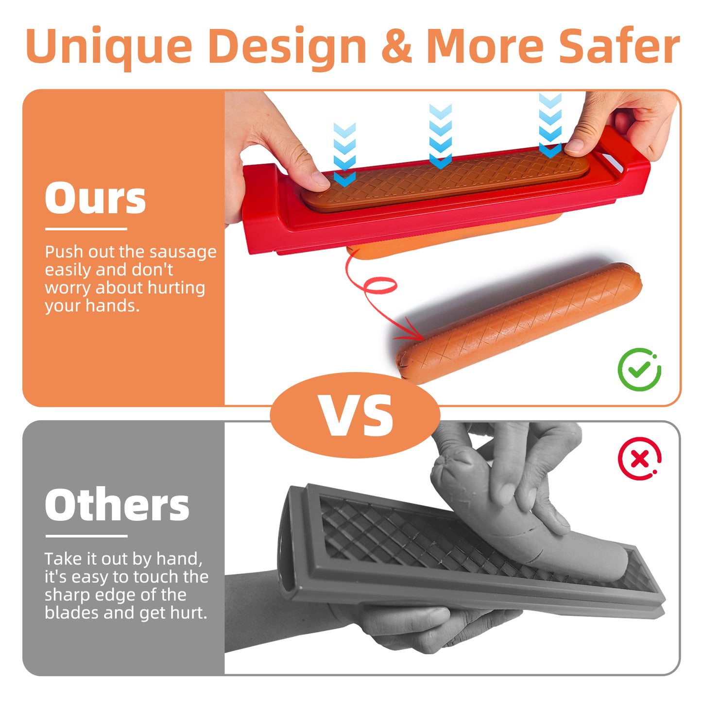 WhiteRhino Hot Dog Slicer，Sausage Cutter Slicing Tool for Grilling,BBQ