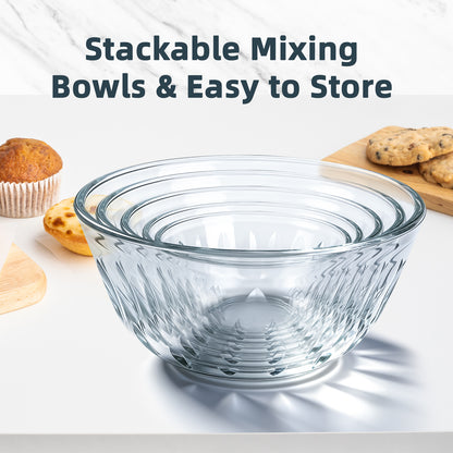 5 packs Glass Mixing Bowls with Lids,Glass Baking Bowl for Kitchen Oven Salad Serving