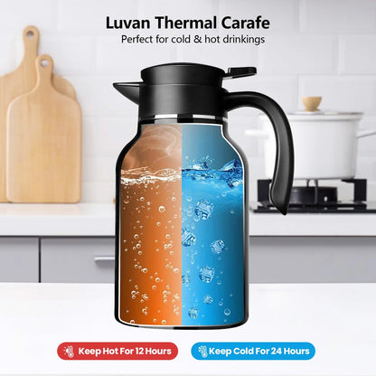 WhiteRhino 68oz Thermal Coffee Carafe,Black Coffee Carafes for Keeping Hot,Thermos Beverage